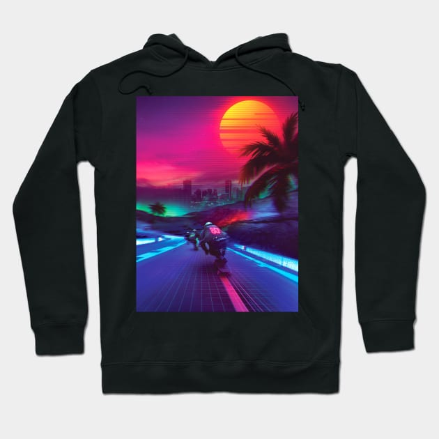 Synthwave Midnight Outrun Hoodie by dennybusyet